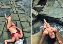 Shama Sikander Hot In Red Bikini Photos