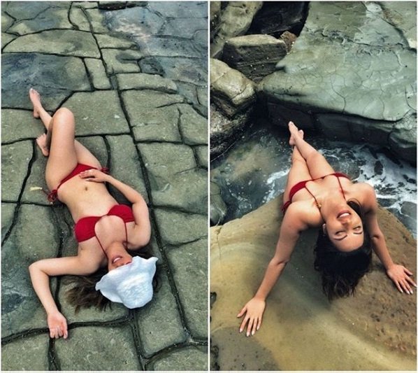 shama-sikander-hot-in-red-bikini-Southcolors Shama Sikander Hot In Red Bikini Photos
