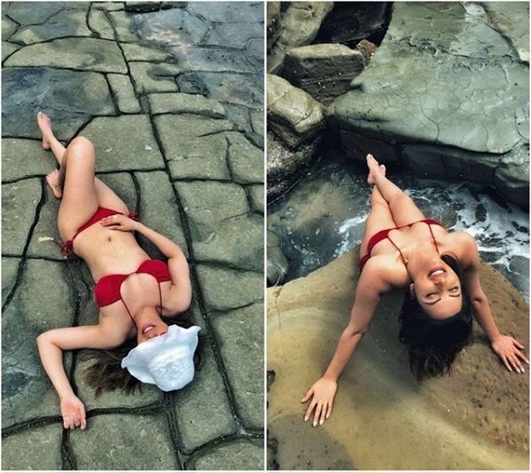 Shama Sikander Hot In Red Bikini Photos