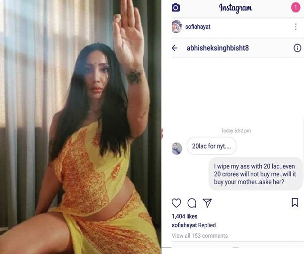 Actress Sofia Hayat Blasts a Man who offered her Rs 20 lakh to spend a night