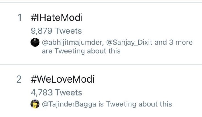 #IHateModi Trending on Twitter