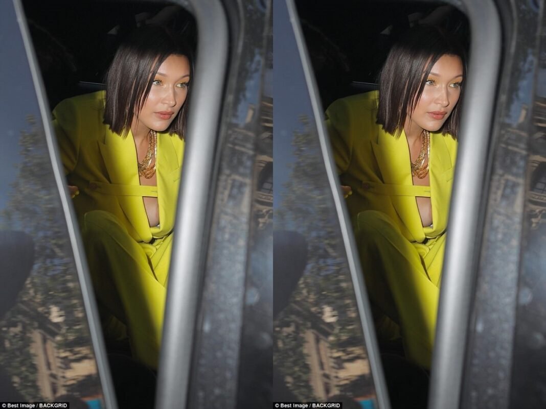 Bella Hadid Suffers Wardrobe Malfunction Nip Slip at Paris Fashion Week