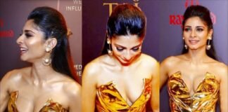 Tanisha Mukherjee Deep Cleavage Show at WeddingSutra Influencer Awards 2019