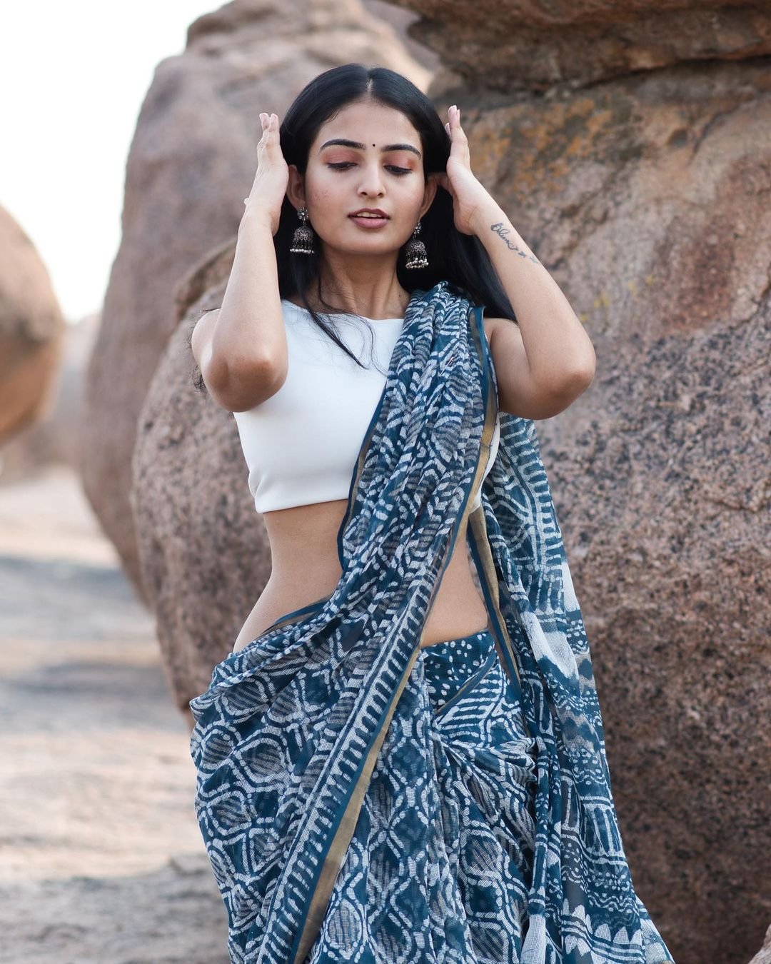 Actress Ananya Nagalla Hot Photos in White Saree 15